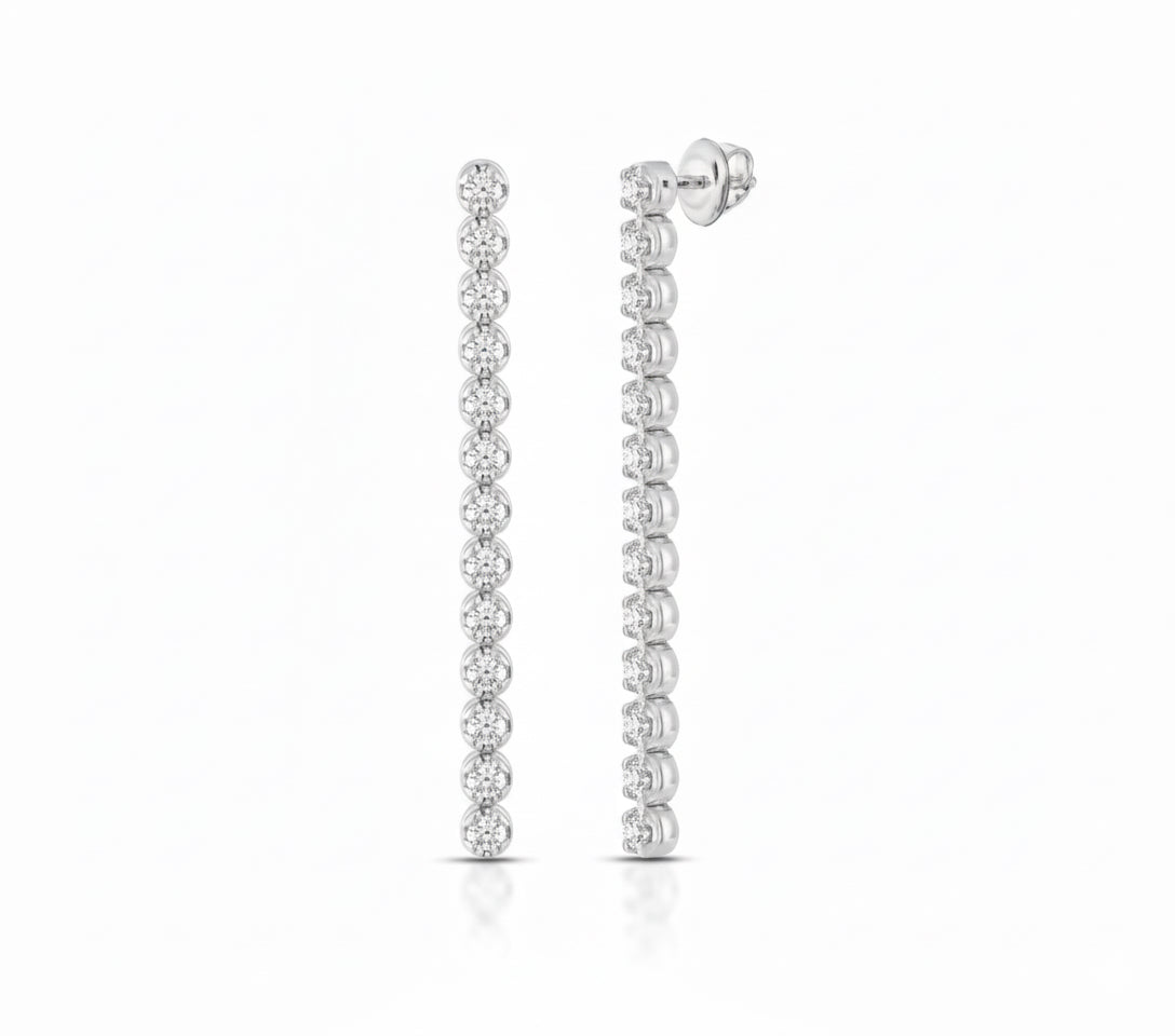Diamond Tennis Earrings – 14K Gold, 3/4 CTW Natural Diamonds