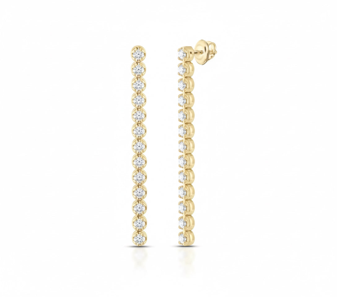 Diamond Tennis Earrings – 14K Gold, 3/4 CTW Natural Diamonds