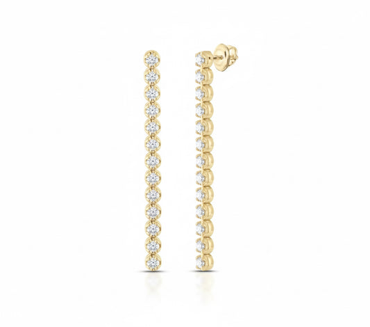Diamond Tennis Earrings – 14K Gold, 3/4 CTW Natural Diamonds