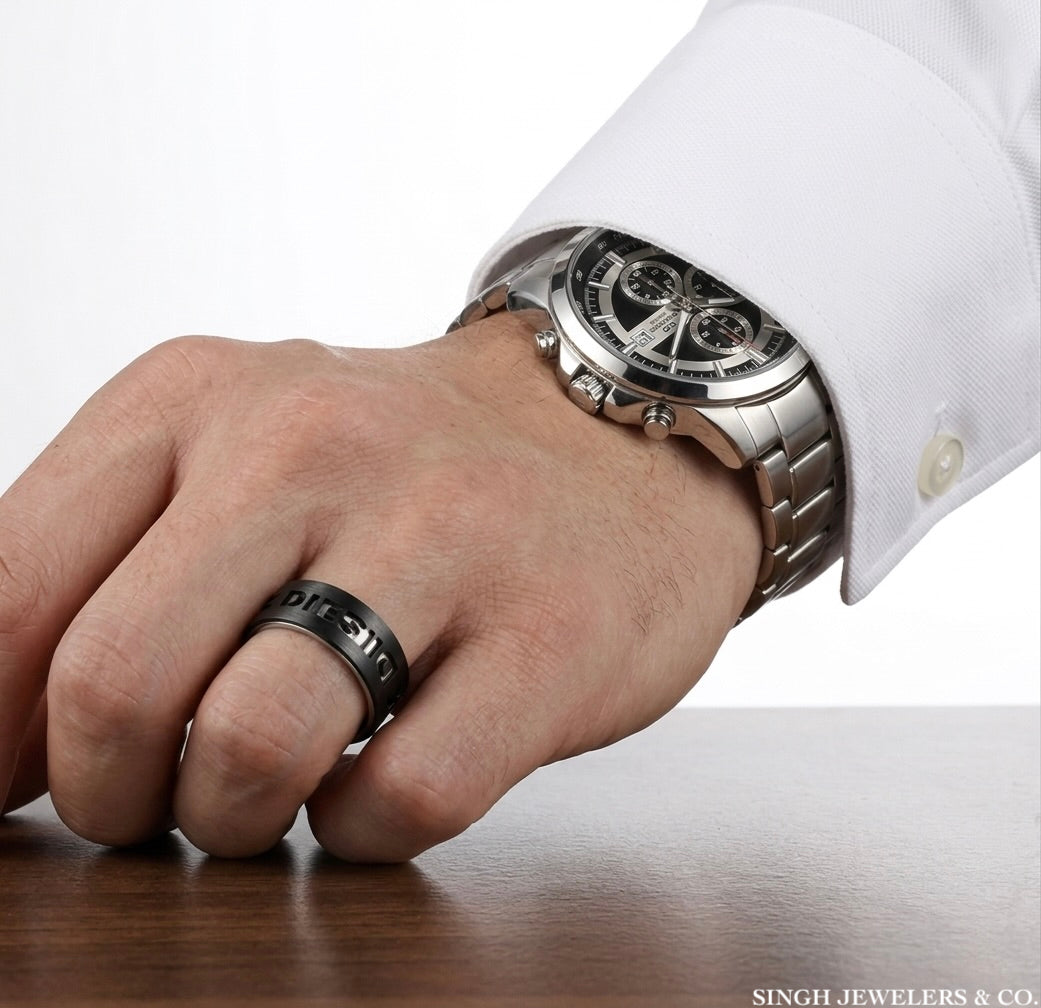 Diesel fashion ring worn on hand