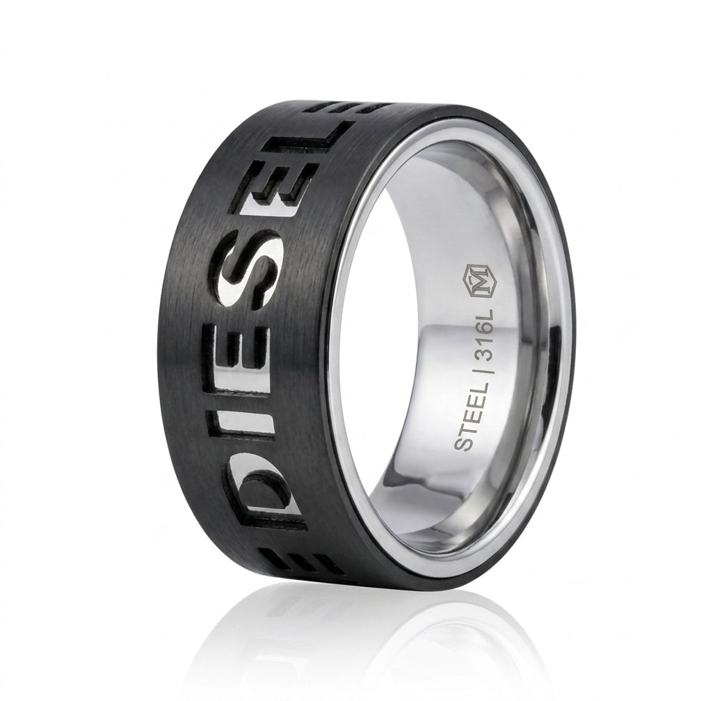 Modern industrial style steel ring for men