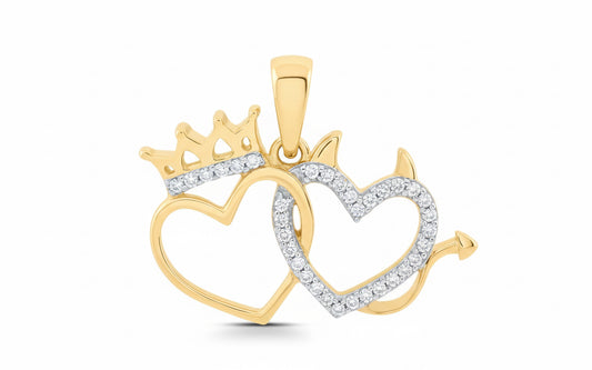 Double heart diamond pendant in 10K gold with 1/6 CTW natural diamonds