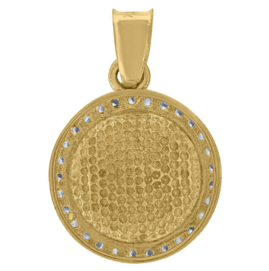 10k yellow gold evil eye round pendant with cubic zirconia