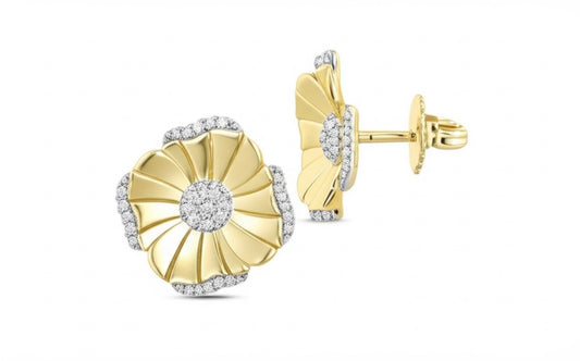 Flower-shaped earrings with 1/4 carat natural diamonds