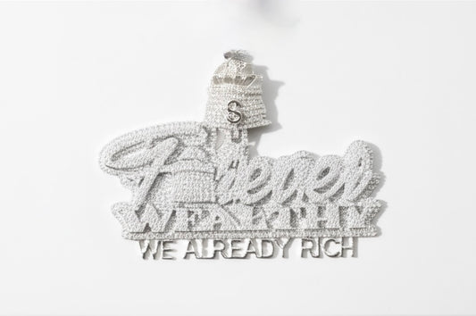 Forever Rich" Pendant – 4.15 CT Moissanite in Sterling Silver for Men