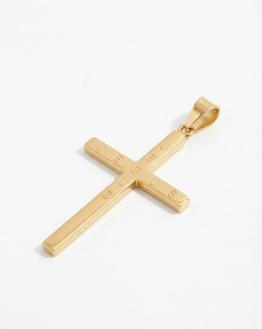 Christian gold cross pendant stainless steel