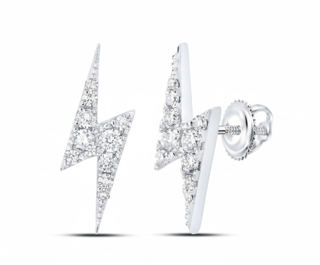 Lightning-shaped diamond earrings in yellow gold