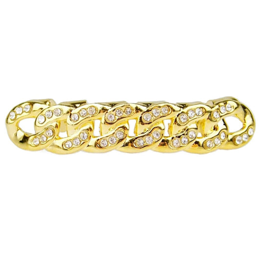 Iced out bottom teeth grillz with CZ stones in Cuban design