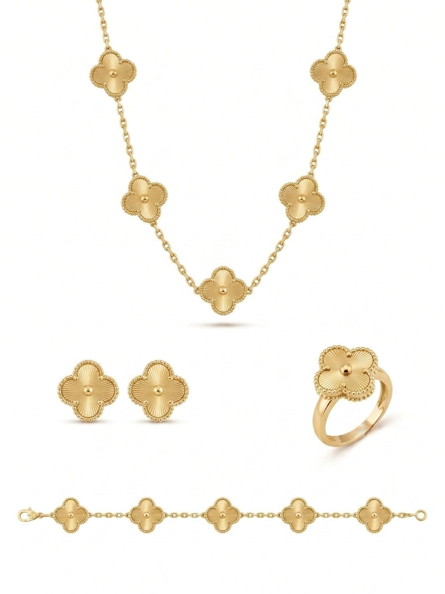 Luxury clover vancleef jewelry set for women with gold tone finish and elegant design
