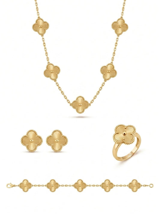 Luxury clover vancleef jewelry set for women with gold tone finish and elegant design
