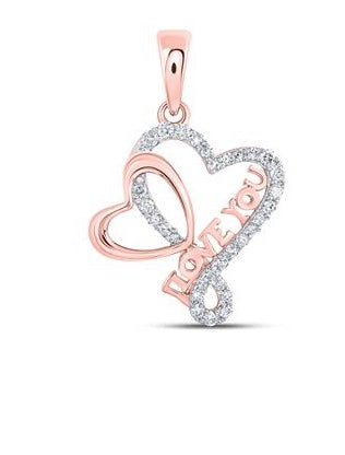 Beautiful 10K Love U Heart Pendant with 1/4 Cttw Diamonds