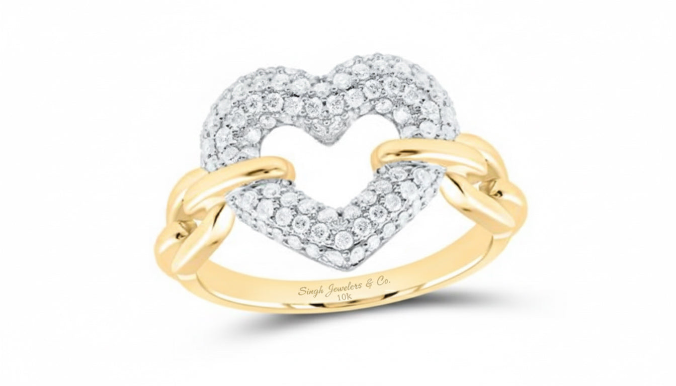 Heart-shaped diamond ring in 10K gold with 1/2 carat natural diamonds