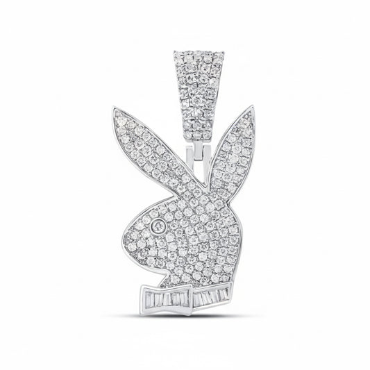925 silver Playboy bunny pendant with natural diamonds