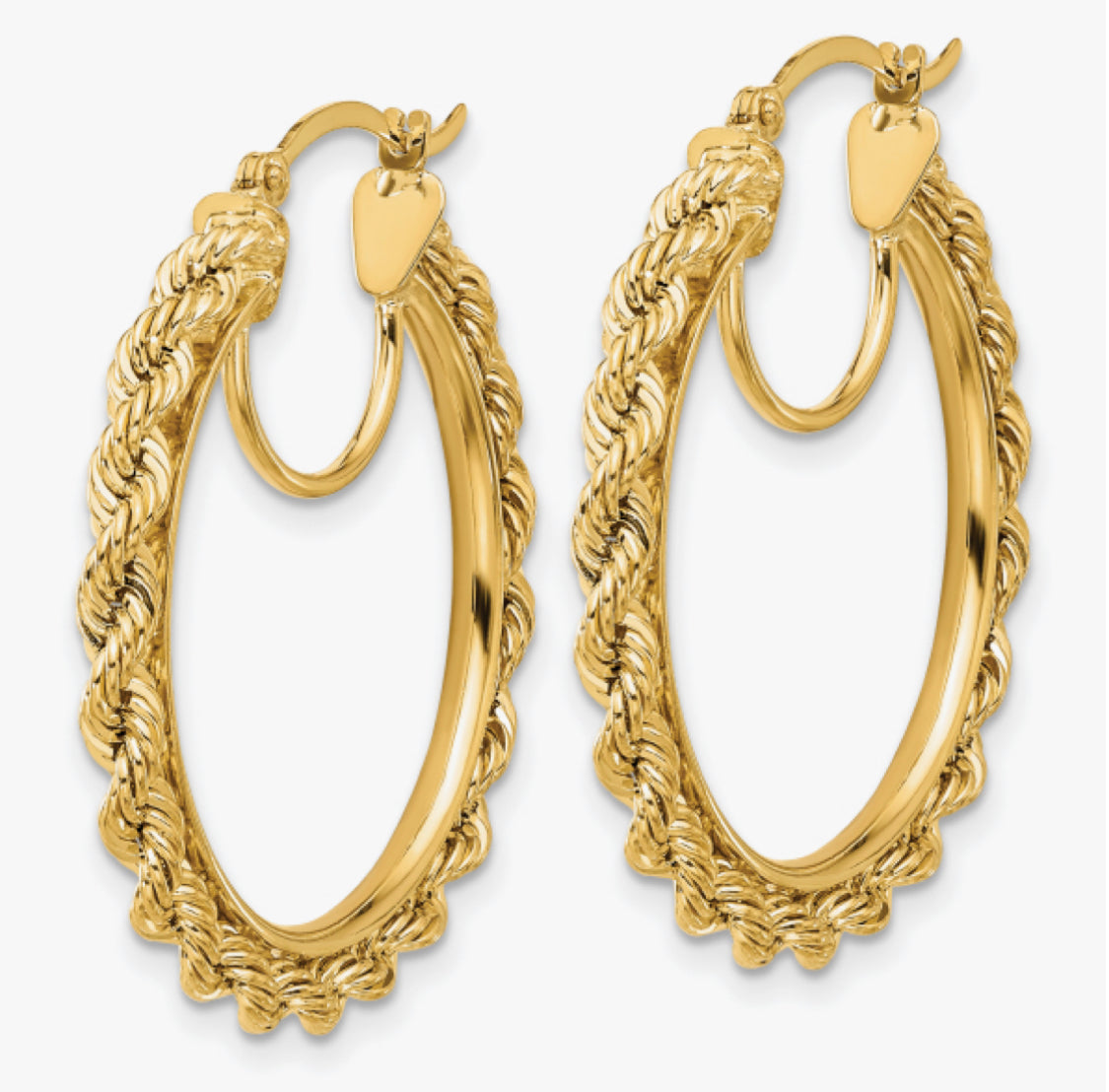 10K Yellow Gold Rope Hoops