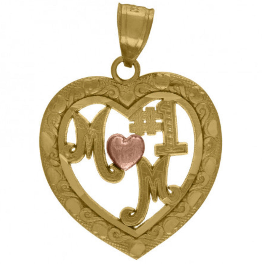 10K Mom Heart Charm