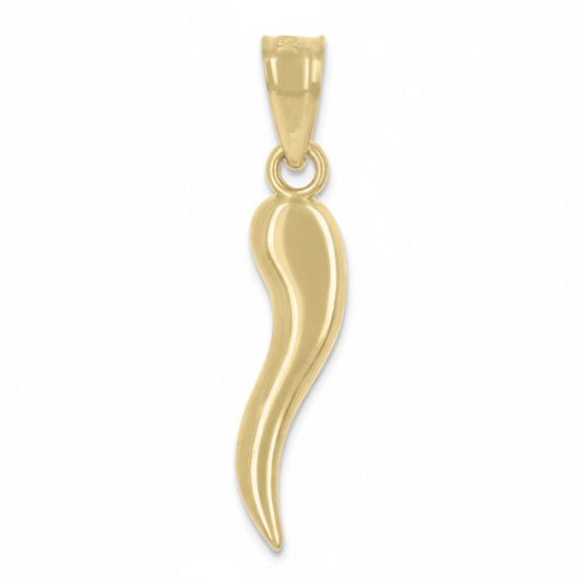 Italian horn pendant charm in 14K or 10K yellow gold