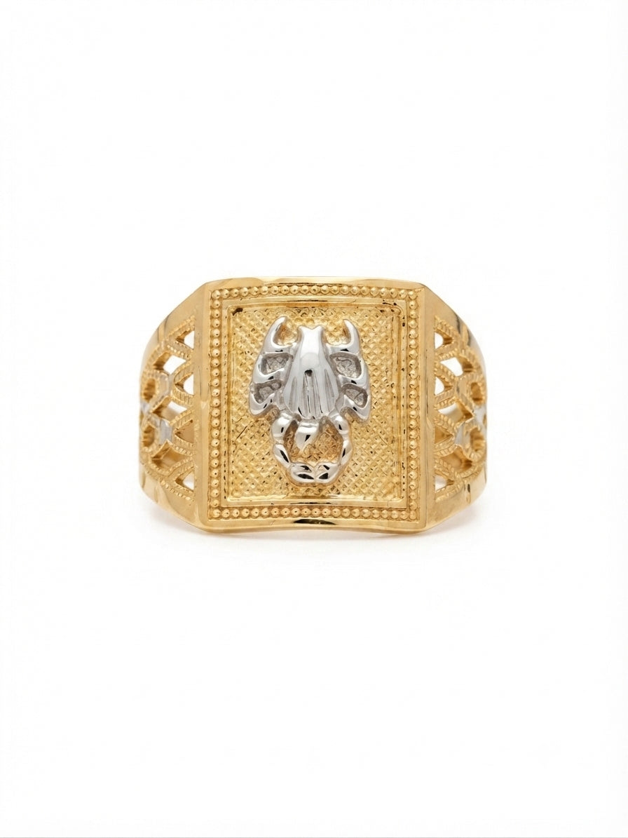 Bold animal inspired scorpion ring jewelry for men in 10K gold