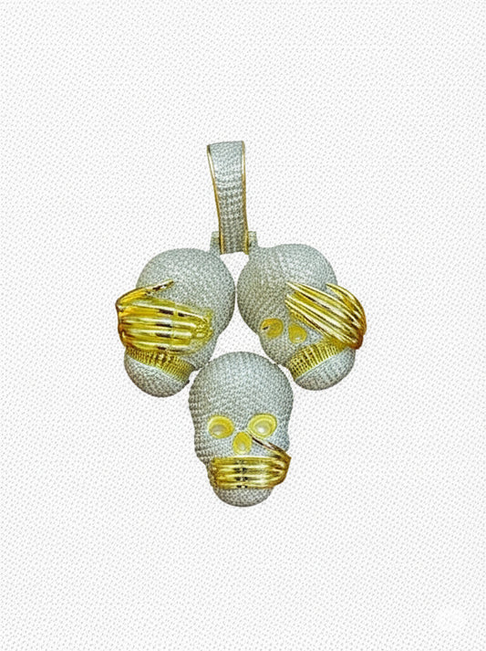 Men’s 4 CT Moissanite Pendant in Sterling Silver with Gold and Rhodium Plating