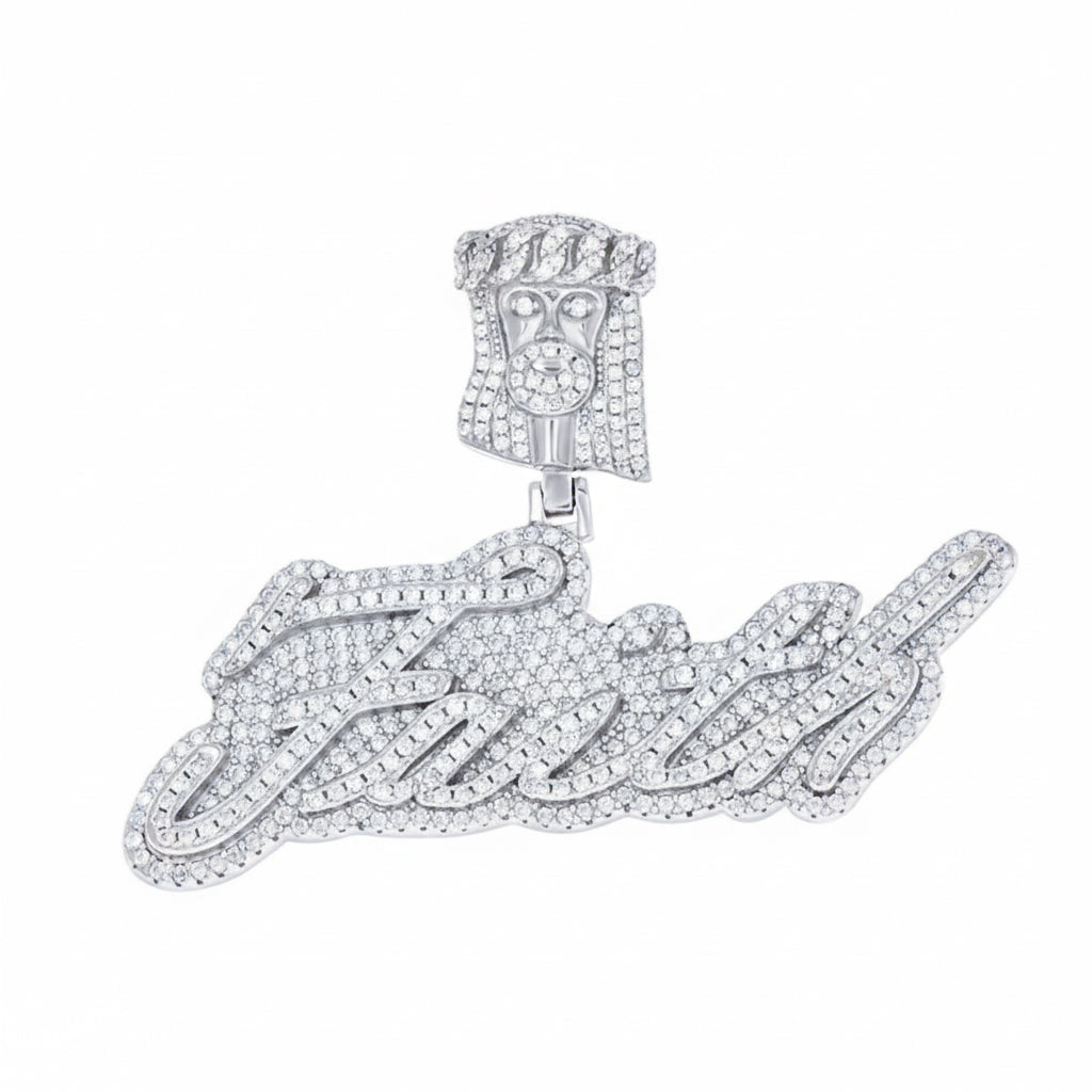 Men’s Moissanite Faith Pendant – 925 Sterling Silver