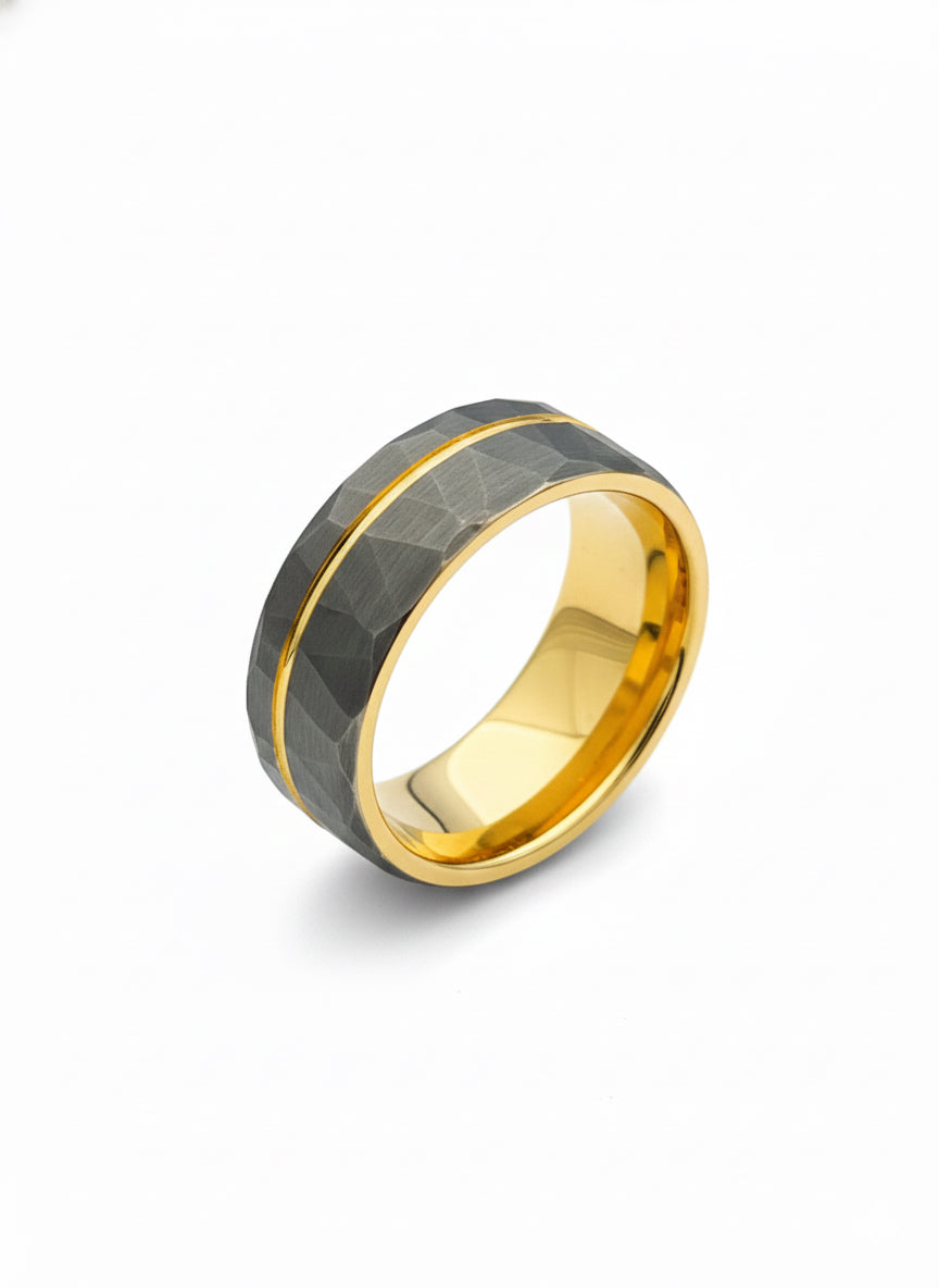 Stylish grey gold tungsten band for everyday wear