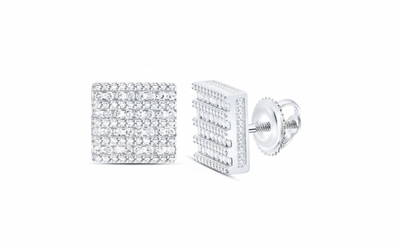 1/2 Carat Men's Square Diamond Stud Earring
