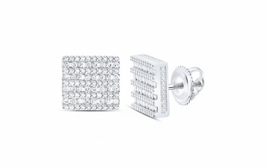 1/2 Carat Men's Square Diamond Stud Earring