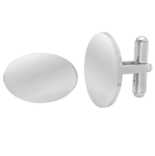Men’s stainless steel oval cufflinks with bullet back closure