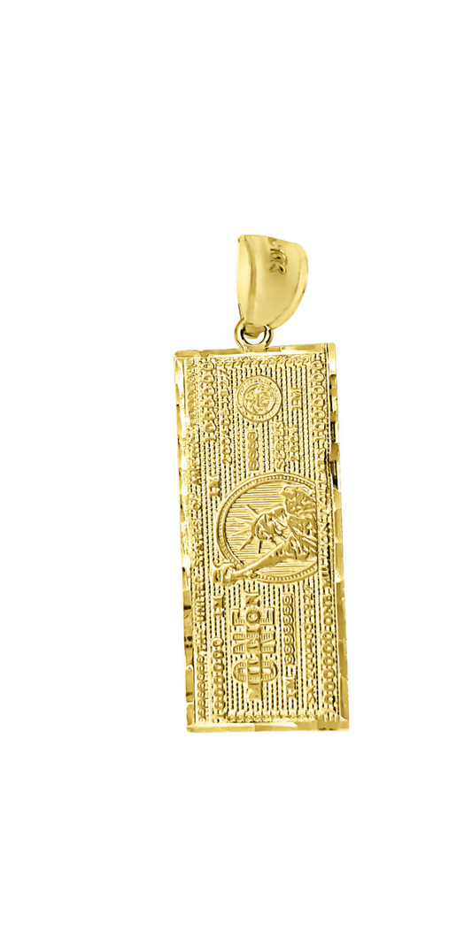 10k Yellow Gold Mens One Million Dollar Bill Charm