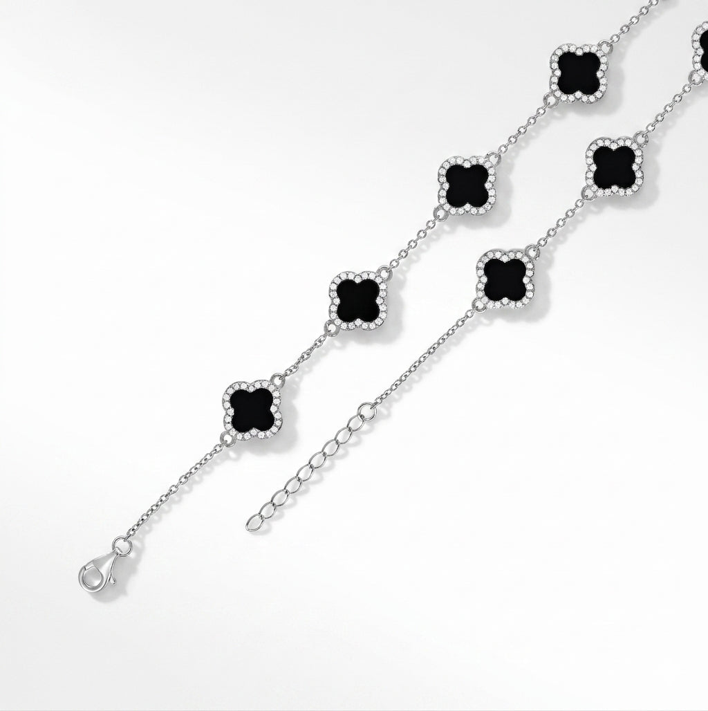 Elegant women’s sterling silver bracelet with clover design