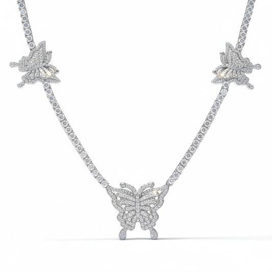 925 Sterling Silver Moissanite Butterfly Necklace for Women