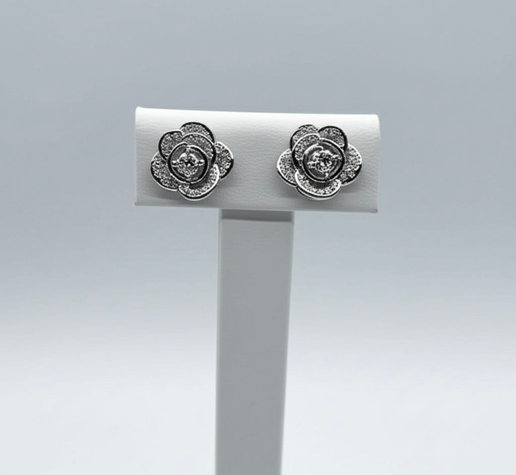 1/2 Carat Moissanite Rose Earrings in Sterling Silver