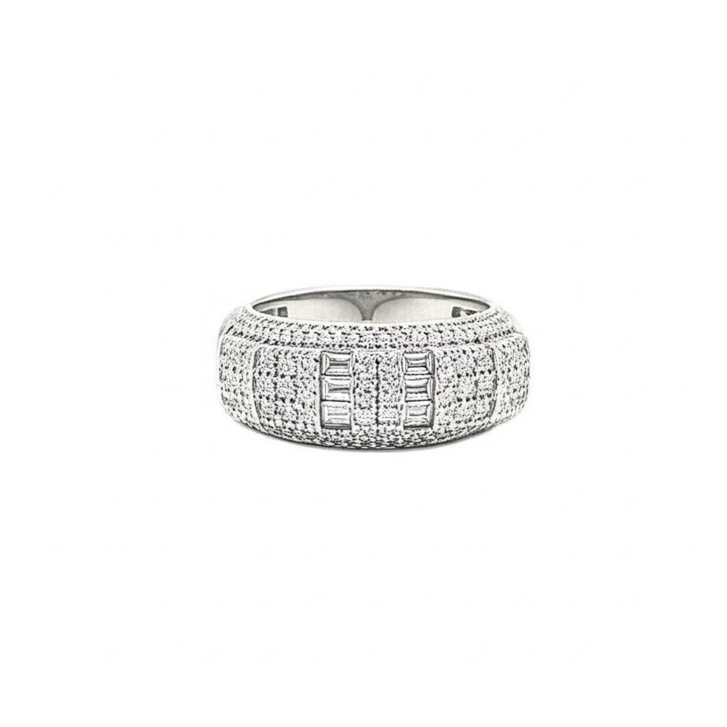 Sterling silver unisex moissanite band with 1.40 carat round cut stone