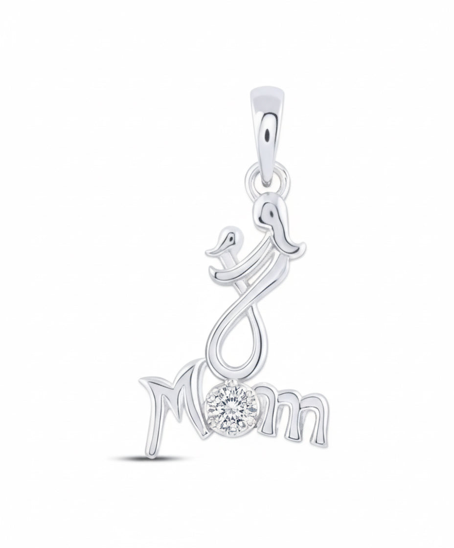 Sterling silver mom pendant with mother and child design