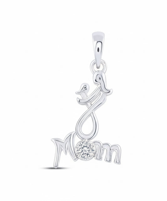 Sterling silver mom pendant with mother and child design