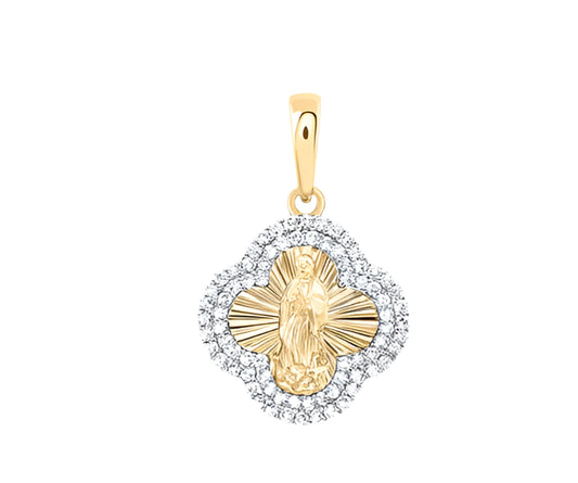 Mother Mary 1/3 Cttw Diamond Clover Charm in 10k & 14k Gold