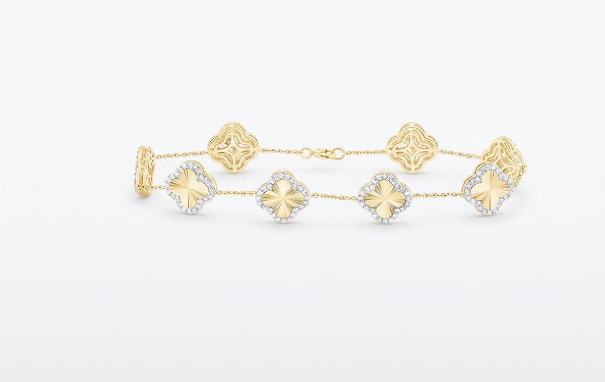 Natural diamond clover bracelet with 1 CTW diamonds, 7 inch length