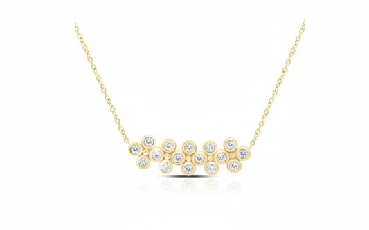 3/8 CTW natural diamond clover necklace in 14K yellow gold, 18-inch chain, elegant design for gifts or special occasions