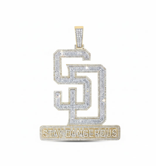 Stay Dangerous men's pendant in 10K gold with 4.63 CTW natural diamonds"