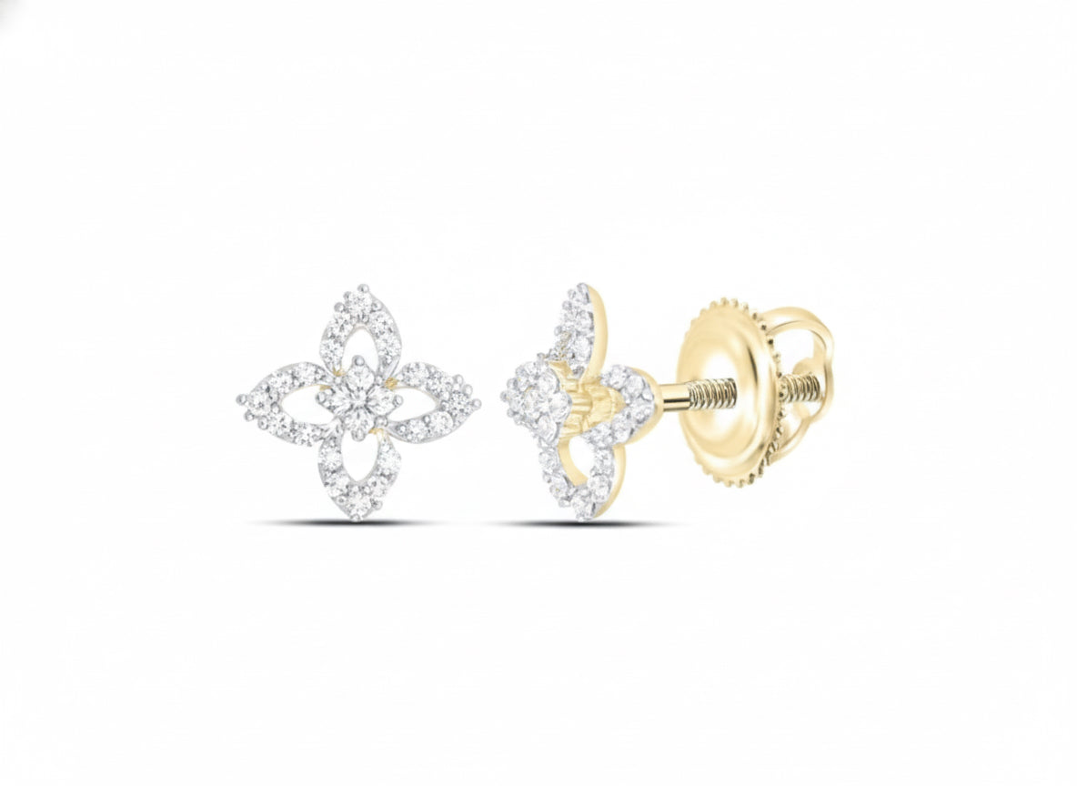 10K YELLOW GOLD DIAMOND earrings ON a white background