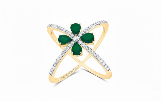 Pear-shaped natural gemstone and diamond ring in 14K gold with 7/8 CTW gem and 1/3 CTW diamonds