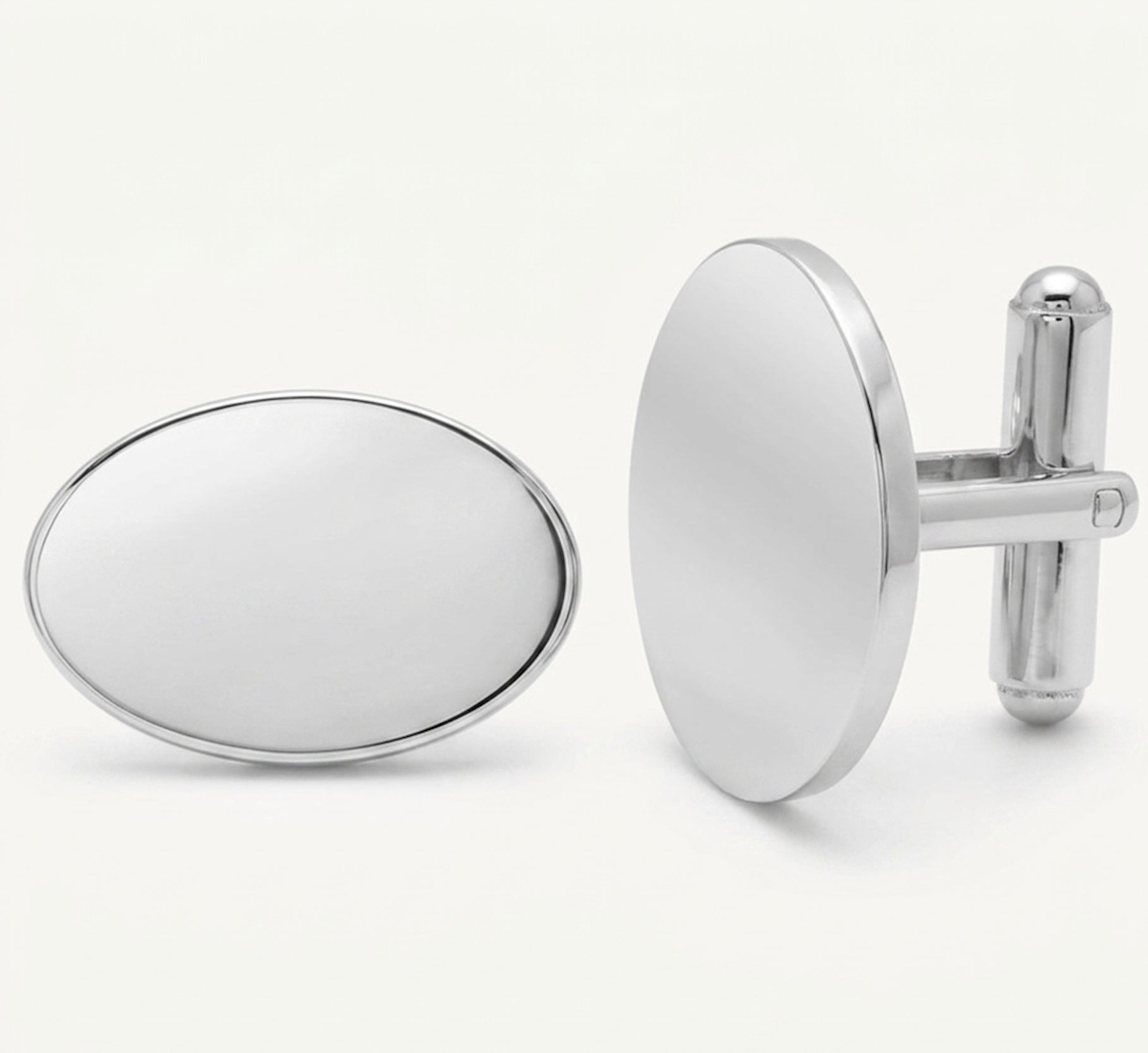 Close-up of premium polished stainless steel cufflinks