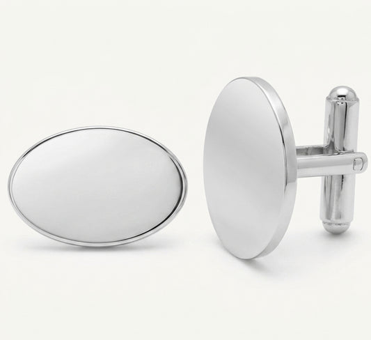 Close-up of premium polished stainless steel cufflinks