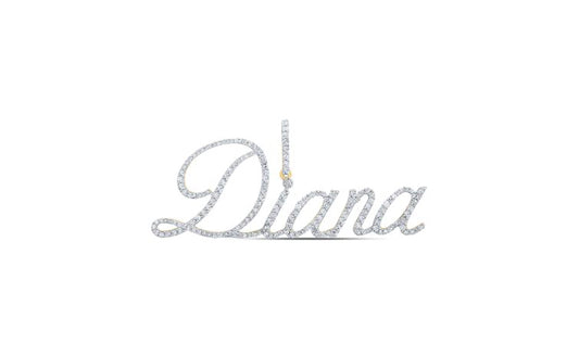Personalized Diana name necklace with 7/8 Cttw diamonds, 10K yellow gold