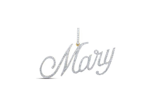 Custom Mary name pendant in 10K yellow gold with 7/8 Cttw of round diamonds