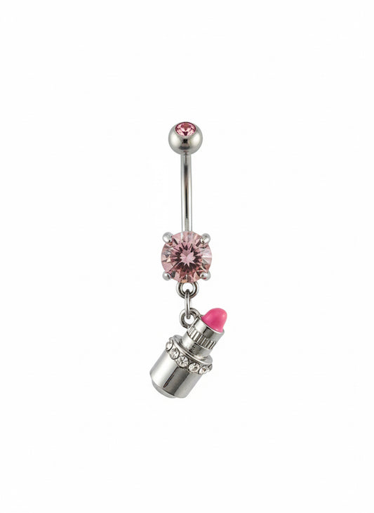 Pink Lipstick Belly Button Ring – Surgical Stainless Steel