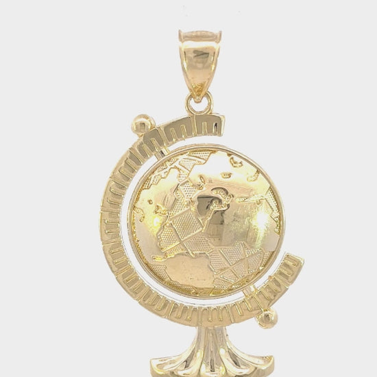 10K Yellow Gold World Globe Charm, Travel-Inspired Pendant