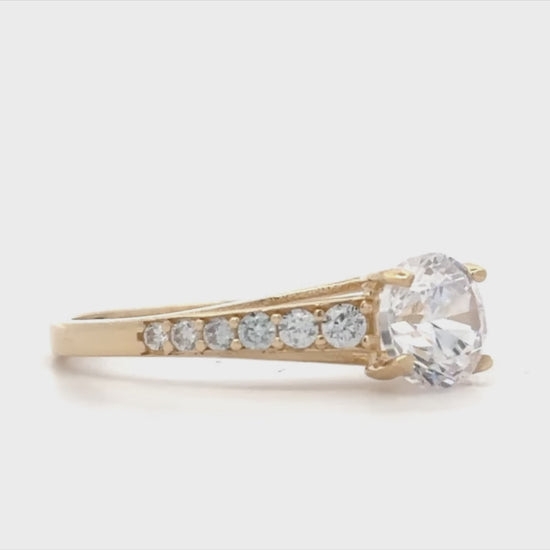 14K yellow gold women's engagement ring featuring cubic zirconia stones, ring size 7 movie
