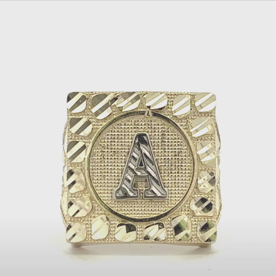 Diamond Cut Initial A Nugget Ring