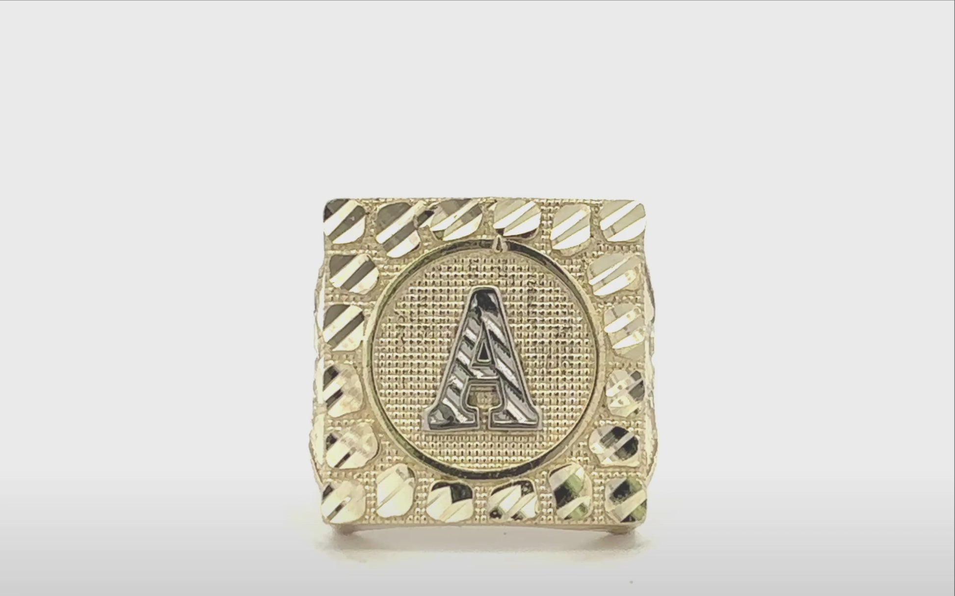 Diamond Cut Initial A Nugget Ring