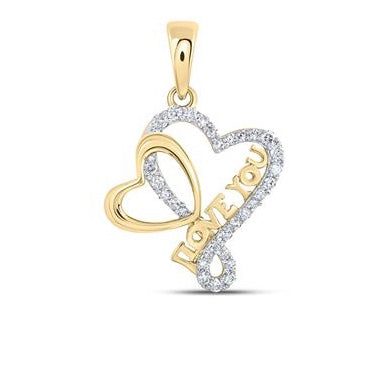 10K Love U Heart Diamond Pendant with 1/4 Cttw Diamonds